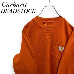カーハート L アメリカ古着 メキシコ製 2020年　デッドストック品　裏起毛　ポケット　スウェット　シャツ　オレンジ　Carhartt メンズ