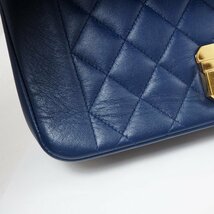 CHANEL シャネル レザー マトラッセ ココマーク ゴールド チェーン ハンドバッグ ショルダー 2WAYバッグ ブルー 青 [60394]_画像8