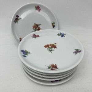 1472【Lindner】リンドナー 径10㎝ 色付 小皿 プレート 洋食器 花柄 6点セット まとめ ドイツ