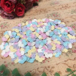 （No.36）☆ハンドメイド☆可愛いお花(^^)100枚【ミックス】レース糸　モチーフ　パーツ等に