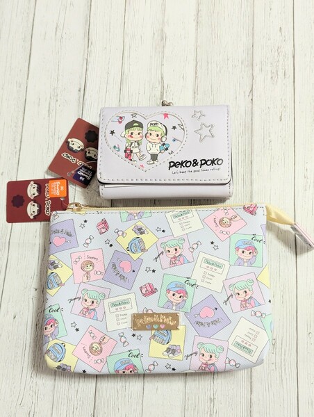 新品 ペコちゃん PEKO 財布 ポーチ パープル ギフト プレゼント