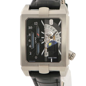 【3年保証】 ハリーウィンストン アヴェニュー デュアルタイム オートマティック AVEATZ37ZZ001 合金 黒 角型 GMT 自動巻き メンズ 腕時計
