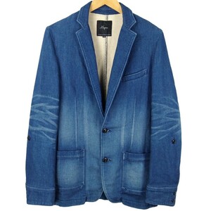 ■Magine マージン / KNIT DENIM JACKET / 日本製 / メンズ / インディゴ USED加工 / スリムフィット ニットデニム ジャケット size 46