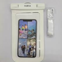 ★【在庫処分価格】SURIA スマホ防水ケース 2枚セット 防水ケース スマホ用 携帯ケース 完全防水 タッチ可 ホワイト/ブラック☆C12-117a_画像5