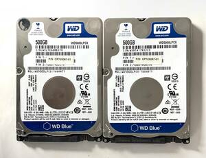 K51212151 WD Blue 500GB SATA HDD 2.5インチ 2点 厚み約7㎜【中古動作品】