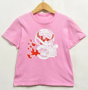 AD2002 日本製 ジュンヤワタナベ マン コム・デ・ギャルソン 半袖Tシャツ ピンク プリント レディースM相当(42784