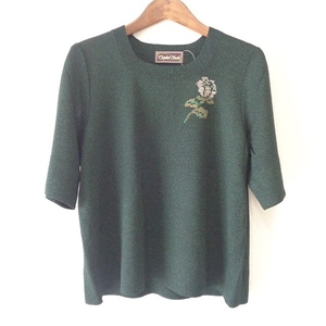 #sncsa Japanese huchen to width . wistaria capital .. knitted * sweater deep green short sleeves tag attaching beautiful goods lady's [841629]