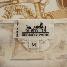 #sxc エルメス HERMES カットソー M 白 茶 半袖 柄 イタリア製 レディース [814964]_画像5