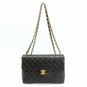 #axb シャネル CHANEL ショルダーバッグ マトラッセ 30 ラムスキン Wチェーン 黒 ゴールド レディース [806343]*