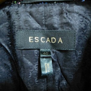 #anc エスカーダ ESCADA セットアップ 40 黒 マルチ ツーピース ツイード 刺繍 タイトスカート 裾フリル レディース [852819]の画像6