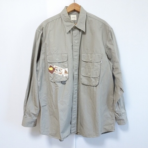 #anc Karl hell mKarlHelmut long sleeve shirt L khaki series flax . badge Logo men's [830903]