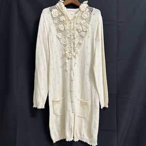 #apc Pink House PINKHOUSE cardigan white long flower motif with a hood . lady's [856347]