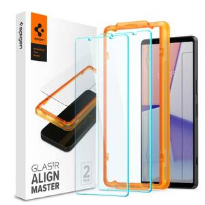 【在庫処分】AlignMaster ガラスフィルム Xperia Spigen 1 V 用 ガイド枠付き Xperia 1 V 対