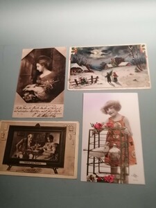 Art hand Auction 4 cartes postales anciennes M, vers 1911, Etats-Unis, 1 carte postale inutilisée, carte postale, carte postale, timbre, postal, photo, Noël, K57d1, antique, collection, marchandises diverses, Carte postale