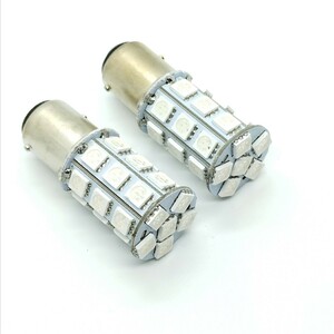 送料無料 2個セット 5050 LEDバルブ リアテール 赤色 ブレーキランプ 12V 27SMD 1157 S25 BAY15D ダブル球 車 バイク C143