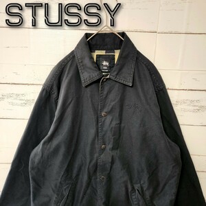 《超希少》STUSSY ステューシー ブルゾン ブラック 刺繍ロゴ チェック