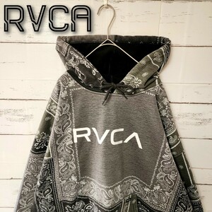 《大人気》RVCA ルーカ パーカー グレー ペイズリー センターロゴ ゆるだぼ