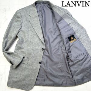 ほぼ未使用★幻の最高級カシミヤ100%★稀少XL!!LANVIN ランバン【繊維の宝石】最高級テーラードジャケット 圧巻美色ホワイトグレーメランジ