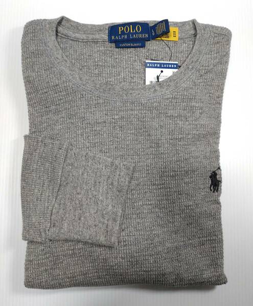 【新品・未使用】USA購入 POLO Ralph Lauren Thermal Long Sleeve Tee GRAY L ラルフローレン サーマル ロングスリーブ Tee 長袖　