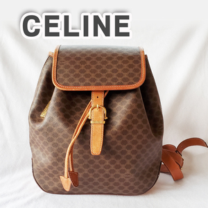 ●CELINE / セリーヌ ◆マカダム トリオンフキャンバス リュック バックパック チャーム付き