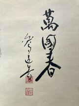 【真作】美品 東大寺別当上野道善讃 仲春洋画「萬国春 お水取り画讃図」紙本共箱 検)/墨蹟/掛け軸//茶掛け/茶道具/俳画/奈良_画像3