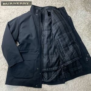 希少Lサイズ 美品 ダウンライナー★ バーバリーゴルフ BURBERRY GOLF ダウンジャケット アウター L~XLサイズ相当 黒 ブラック 裏地チェック