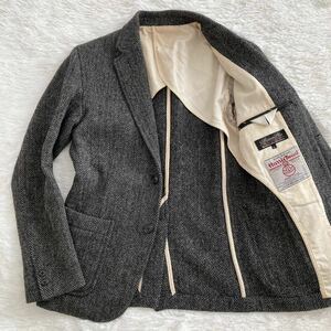 BEAMS PLUS ビームスプラス テーラード ジャケット ハリスツイード Harris Tweed ウール ヘリンボーン グレー パッチポケットSサイズ◎美品