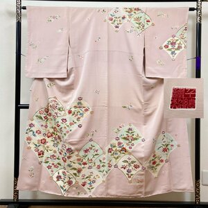 着物月花　千總　京友禅　手描き友禅　刺繍　金彩　可憐な花　訪問着　正絹　金糸　共八掛　ki081