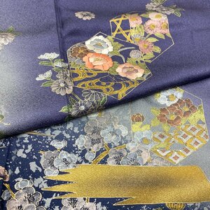 着物月花　刺繍　金彩　ぼかし染　艶やかな花　訪問着　未使用品　正絹　金糸　ki119