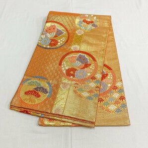 着物月花 唐織 品のある花蝶 袋帯 六通柄 正絹 金糸 ob412の画像2