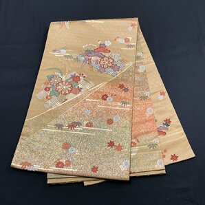 着物月花 品のある花 袋帯 六通柄 正絹 金銀糸 帯芯無し仕立て ob656の画像7