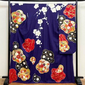 着物月花　金駒刺繍　金彩　可憐な花　振袖　正絹　金糸　ガード加工　ki321