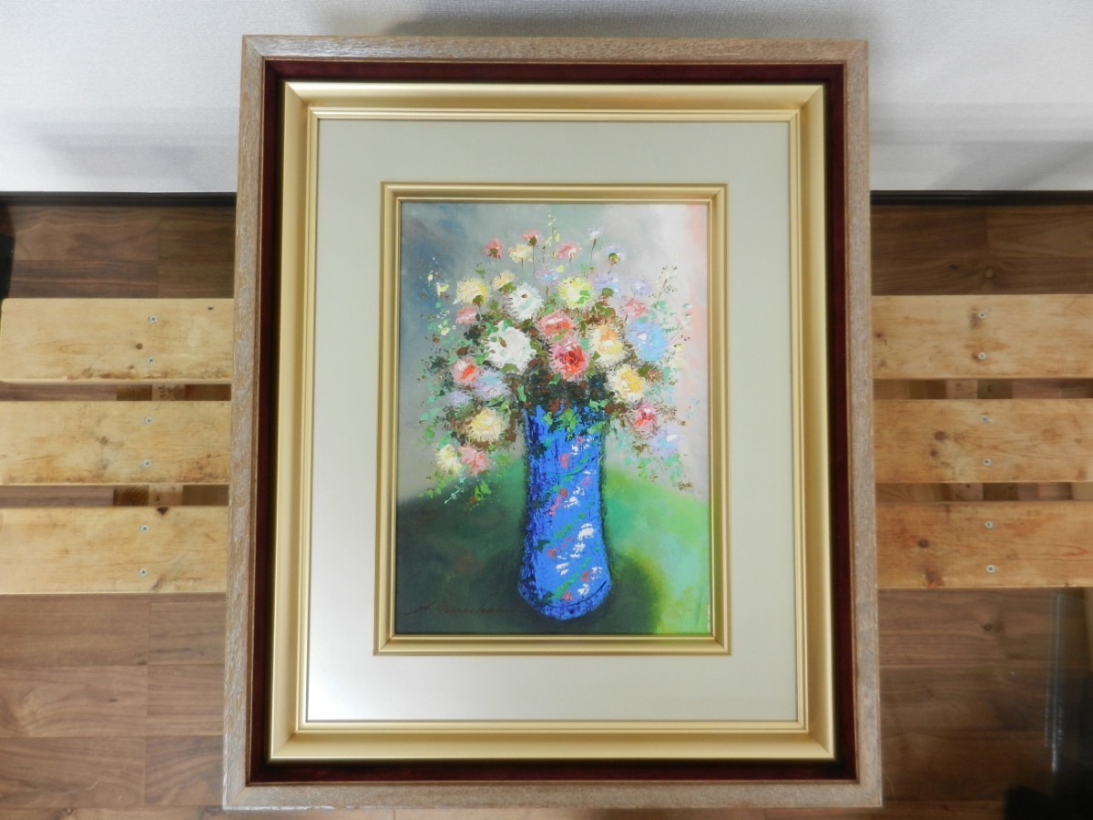 [Authentisch] Akio Furukawa Wild Flowers Ölgemälde F4 Größe handsigniert gerahmt Himieken, Malerei, Ölgemälde, Stillleben