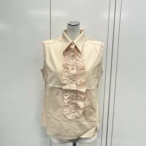 13970/CHANEL シャネル ノースリーブ フリルシャツ ブラウス ピンクベージュ 服 ファッション