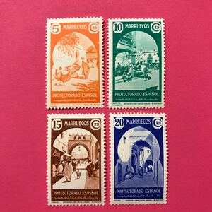 外国未使用切手★スペイン領モロッコ 1939年 街並み 4種