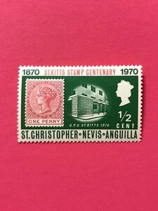 外国未使用切手★セントクリストファーネイビス 1970年 切手100周年