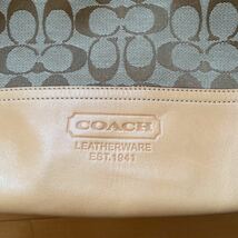 COACH☆シグネチャー ワンショルダーバッグ トートバッグ キャンバス×レザー 2156♪美品_画像9