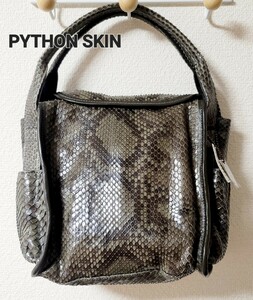 【PYTHON SKIN】ハンドバッグ パイソン 蛇革 JRAタグ 新品 JRAタグ