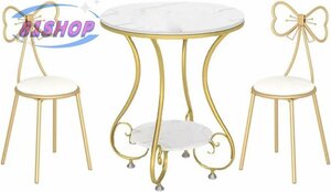 大理石サイドテーブル＋椅子2脚 電話台 コンソールテーブル 花台 玄関テーブル アンティーク 北欧 デザイン