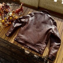 強力推薦★メンズ馬革 レザージャケット 本革 ホースハイド 革ジャン バイクレザー アメカジ メンズ S～5XL　選択3XL_画像8