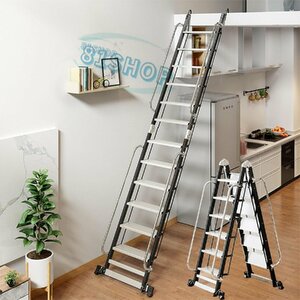  roof reverse side stair aluminium alloy loft ladder stair handrail attaching home use folding ladder light weight multifunction safety fixation hook wide width. pedal 10 step 