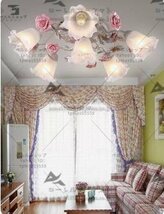 高品質 可愛いアンティーク調・薔薇シャンデリア 天井照明器具 花柄 ローズステンド_画像2