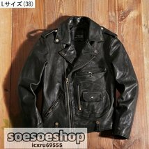 ★高品質 シープスキン 50\'s J-24タイプ ダブルライダース ブラック L(38) サイズ選択可 Dポケット レザージャケット ラム 羊革_画像1