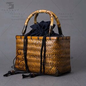  bamboo basket bag hand made bamboo . bag lady's handbag hand-knitted bag storage basket shopping basket worker handmade bamboo craft 
