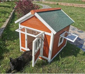 天然杉材 木製 防水ケージ 大型犬 屋外 犬 ハウス 大中犬小屋 100*98*97cm ペットの犬小屋屋外 犬舎