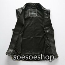 超人気★ メンズレザー　ユーズド加工　ハレージャーキン ベスト 本革　牛革　バイクジャケット ライダース　S～4ＸL　ブラウン_画像5