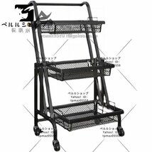 トロリー ワゴン 収納カートワゴン 折りたたみ マットカラー キッチン ラック トロリー 3段 キャスター付き_画像1