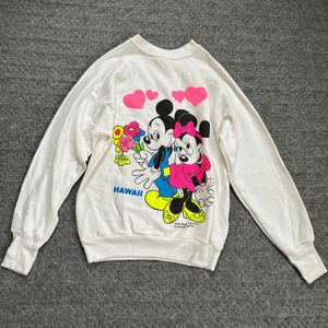 〜90s Disney Micky&Minniesweat 裏起毛USA ハワイ　ヴィンテージ オールド 古着 