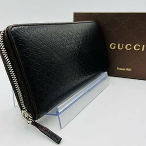 1円 【希少】GUCCI グッチ 長財布 ディアマンテ ラウンドウォレット ジップ ファスナー メンズ レディース 男女 レザー ダークブラウン