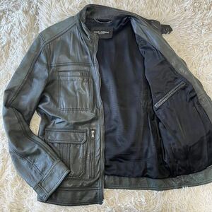 希少54サイズ！ドルチェ＆ガッバーナ DOLCE&GABBANA ラムレザー 仔羊革 ライダースジャケット ブルゾン XXL ブラック 黒 メンズ